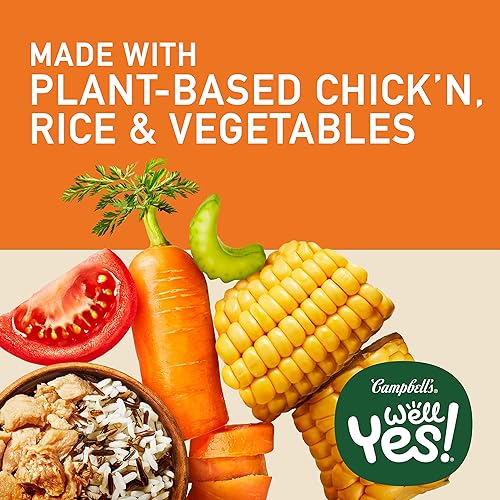 Miniatura 3 de Campbell's Well Yes! Chick'n a base de plantas con sopa de arroz con pollo a base de plantas, lata de 16.3 onzas