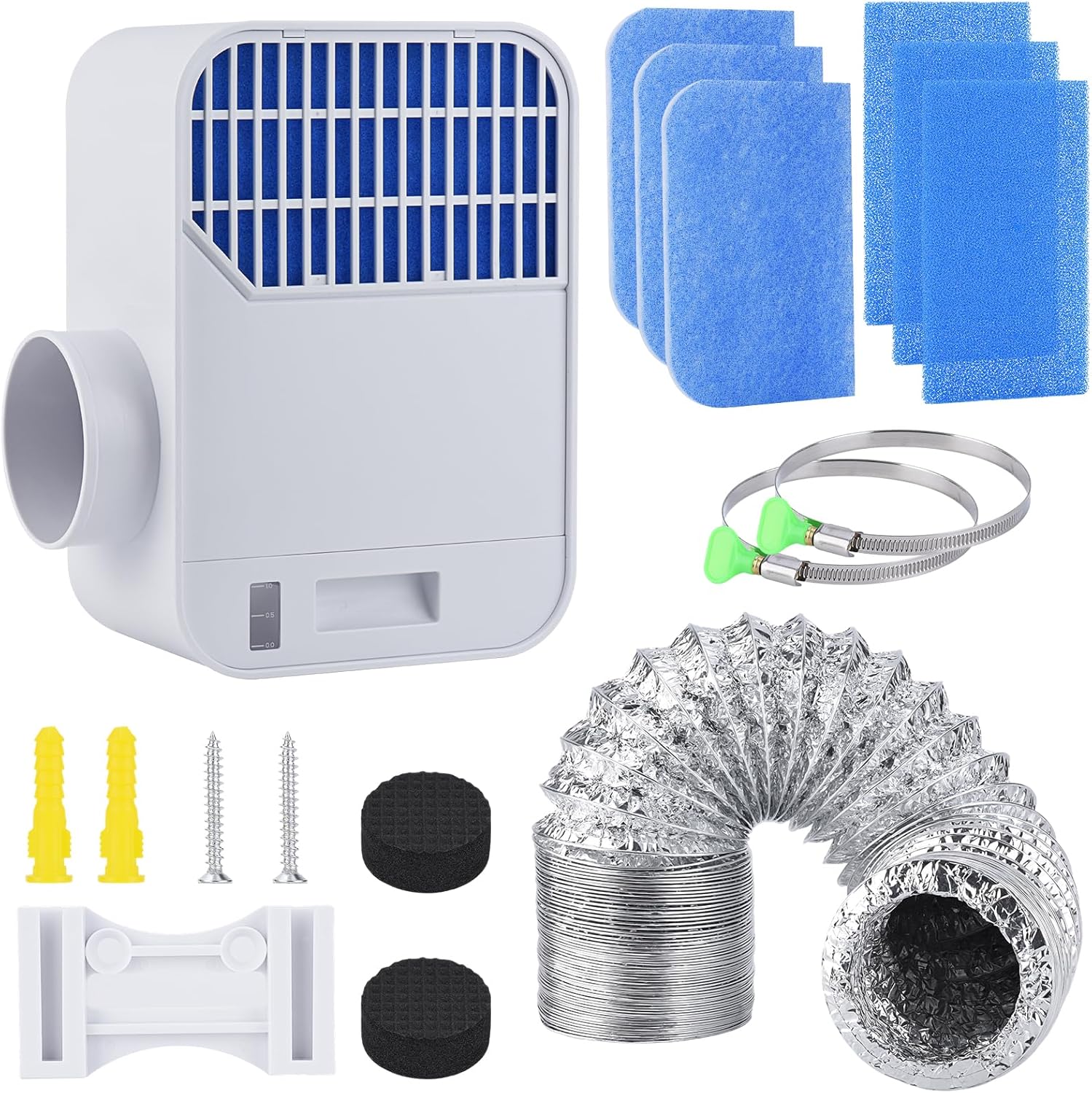 3-in-1 Indoor Dryer Vent Kit,Upgrade Energy Efficient Dryer Lint Trap,6 Polyester Filter&10ft Dryer Vent Hose & Water Drawer System for Electric Clothes Dryers，Enhanced Air Quality