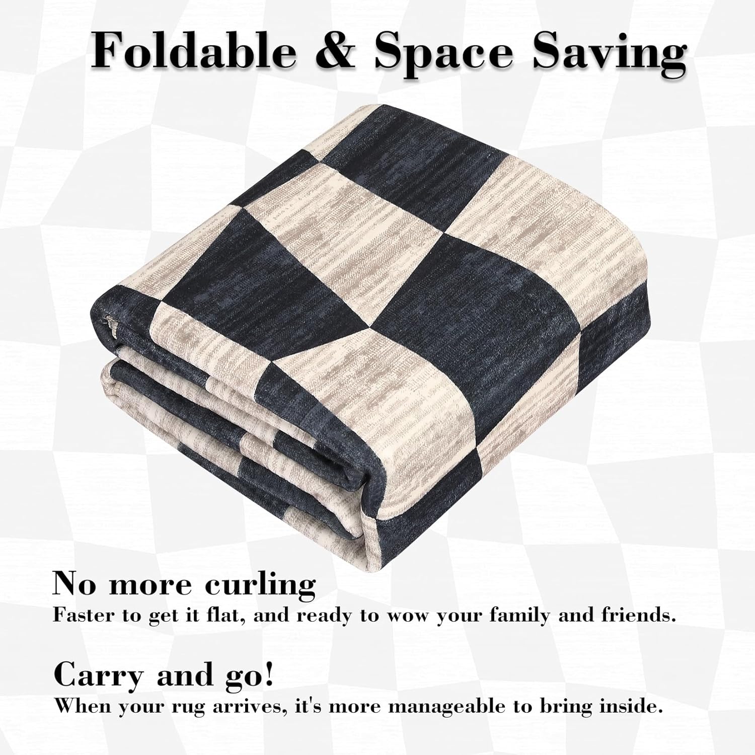 Washable Rug 8 x 10 Rug for Bedroom Checkered Rug Non Slip Brown Plaid Living Room Rug Large Area Rug Stain Resistant Soft Throw Rugs Foldable Carpet for Nursery Dining Room Brown 8'x10'