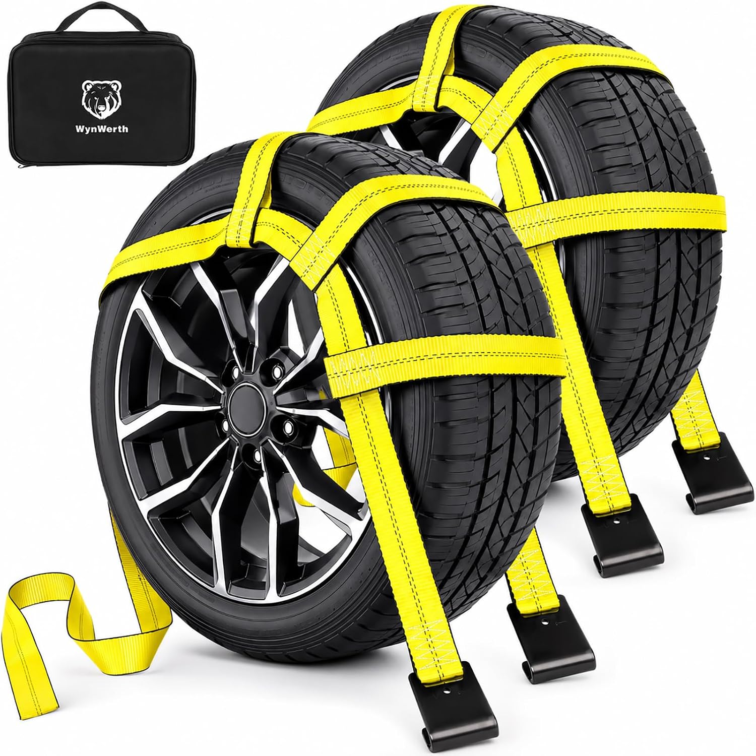 Tow Dolly Basket Straps with Flat Hook, Heavy Duty Tow Strap
