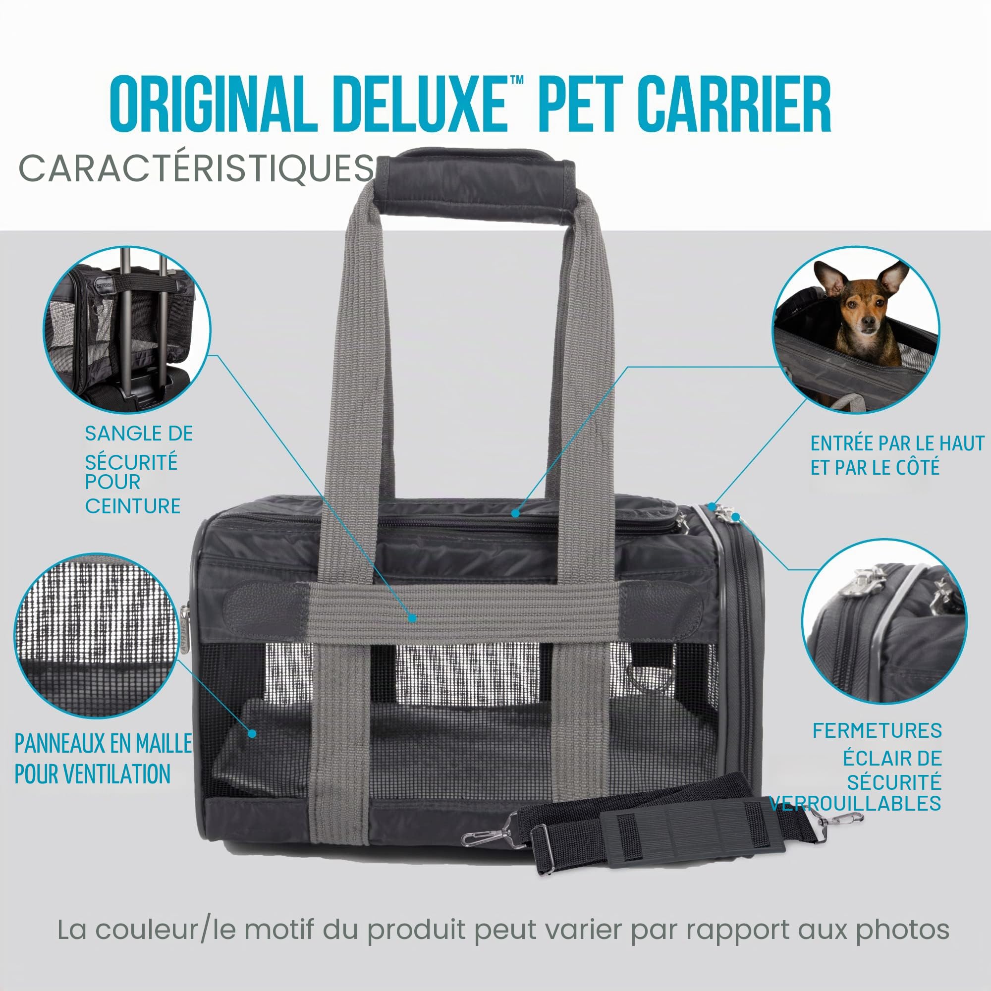 Sherpa Original Deluxe Sac de Transport pour Animal de Compagnie, approuvé par Les compagnies aériennes et Garanti à Bord – Gris Anthracite, Taille M