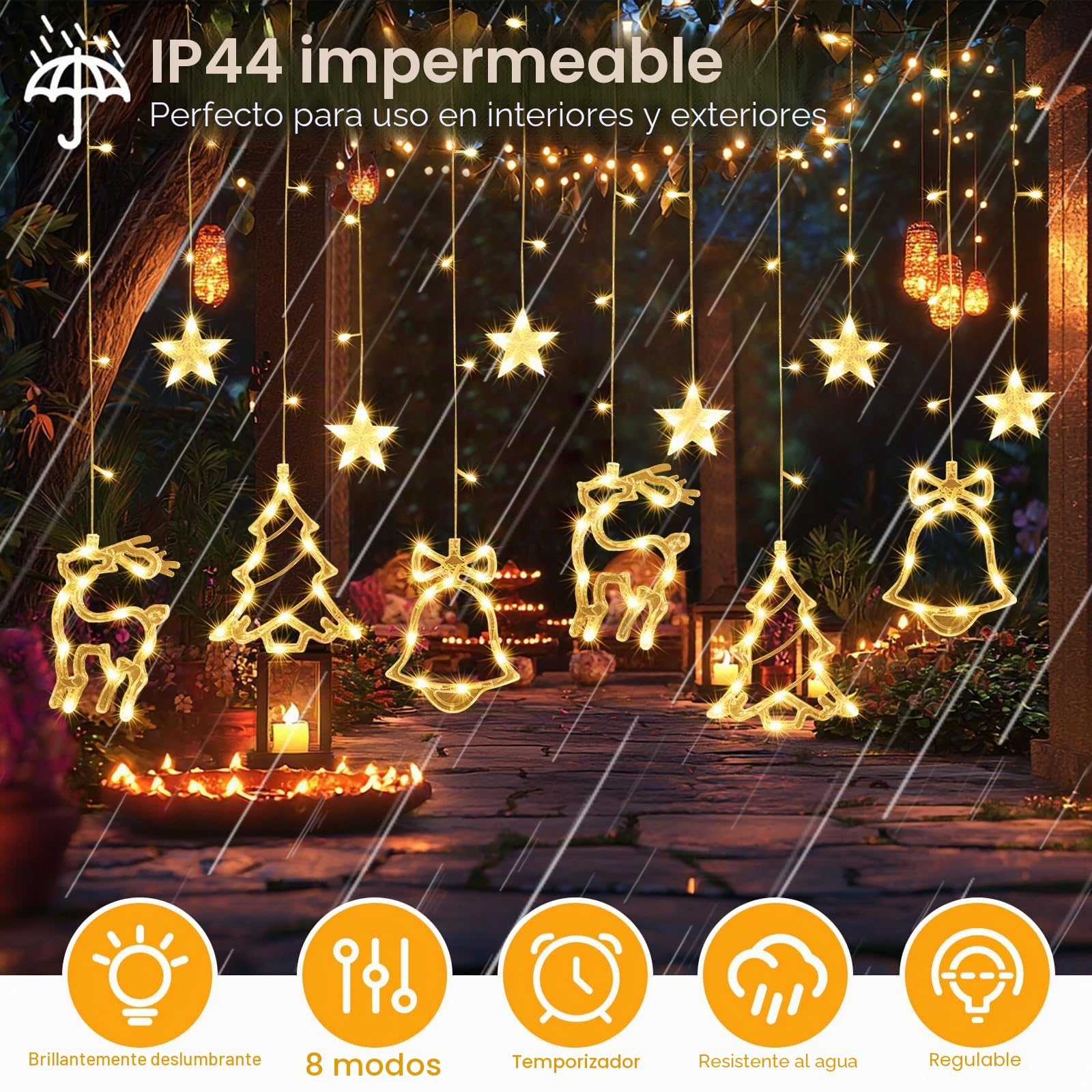 Lámpara de Ventosa de Navidad, 12 Piezas Luz de Ventana Navidad para Colgar​, Luz LED para Ventana con Ventosa, Luces de Decoración Navideña [Clase de eficiencia energética A]