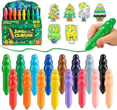 Jar Melo Jumbo Crayons for Toddlers 1-3, 16 Colors Non Toxic Beeswax Crayon