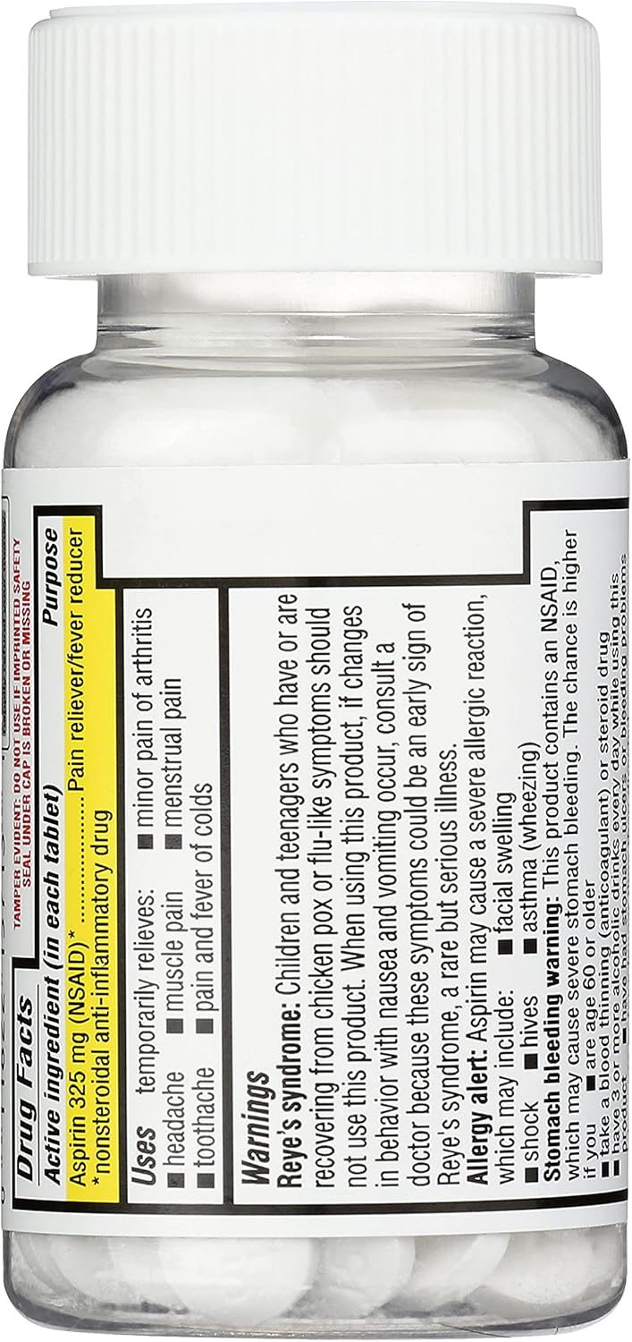Rite Aid Aspirin Tablets, 325 mg - 100 Count | NSAID Pain Relief | Easy Swallowing | Pain Reliever & Fever Reducer | Arthritis Pain Relief | Headache Relief | Migraine Medicine : Health & Household
