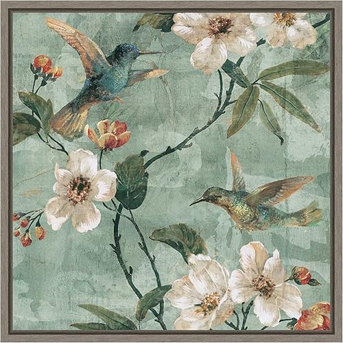 Miniatura 11 de Amanti Art Lienzo enmarcado para pared, 30 x 30 pulgadas, diseño floral de pájaros de una pluma II por Renee Campbell, lienzo enmarcado para pared,