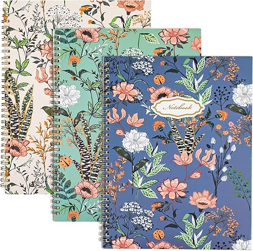 Miniatura 8 de LABUK Paquete de 3 cuadernos en espiral con líneas para la universidad, cuadernos de diario estéticos para el trabajo, la escuela, la oficina