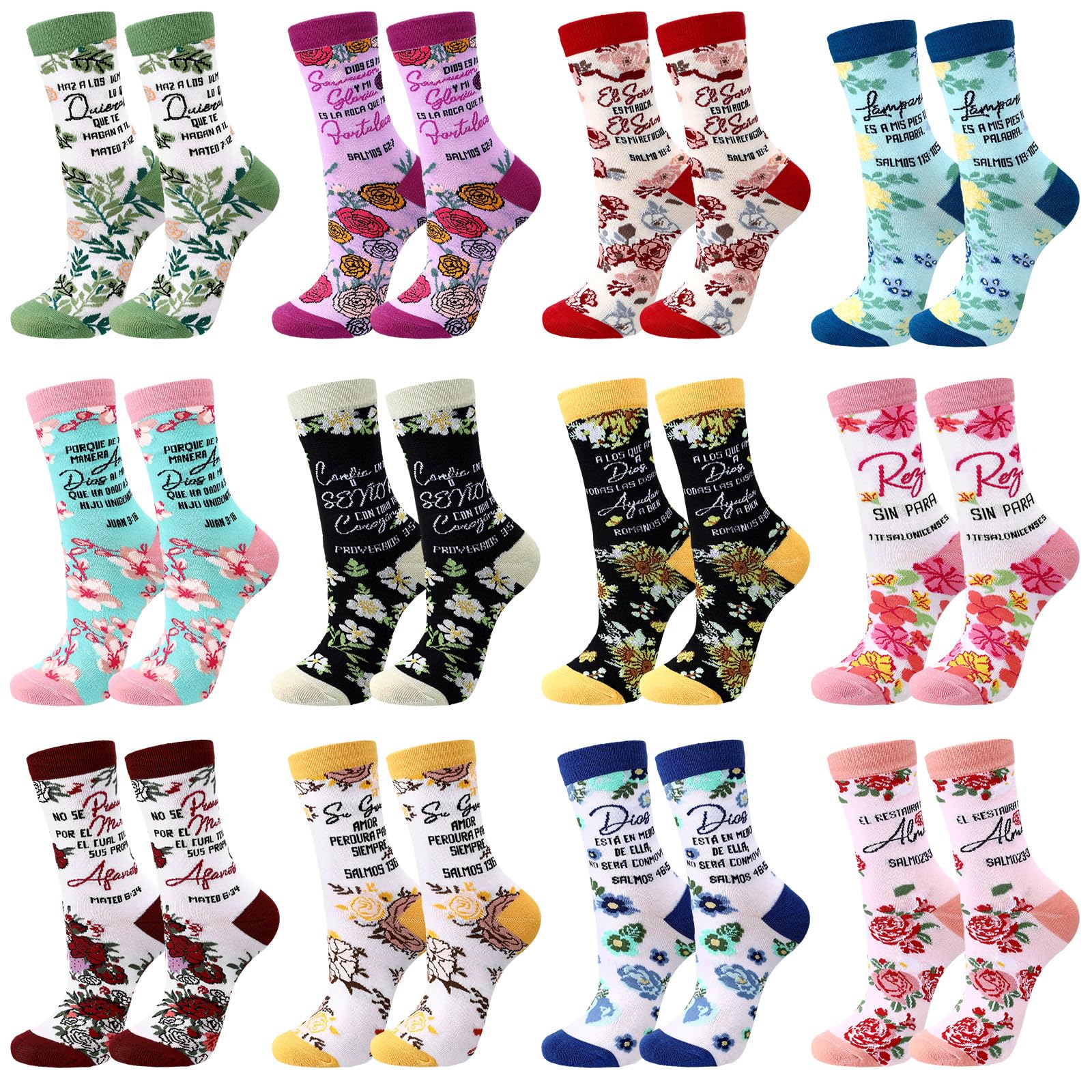 12/24 Pairs Christian Socks Gifts for Women