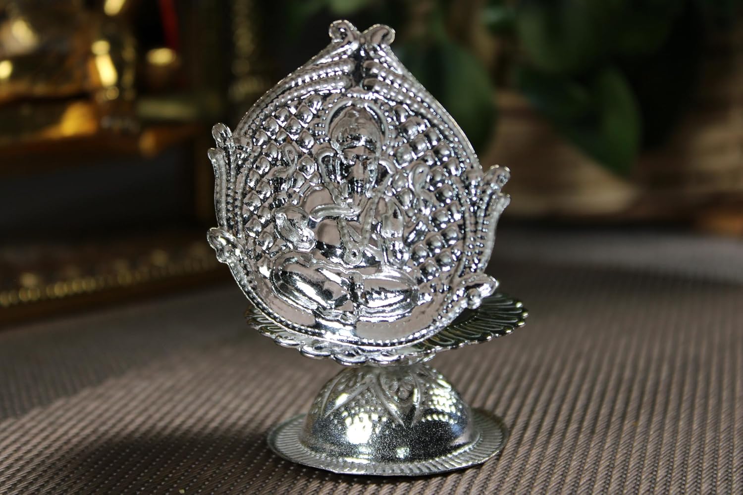 German Silver Lakshmi Ganesh Diya - Decorative Indian Wedding & Festive Gift, Perfect for Diwali, Puja or Women Celebration