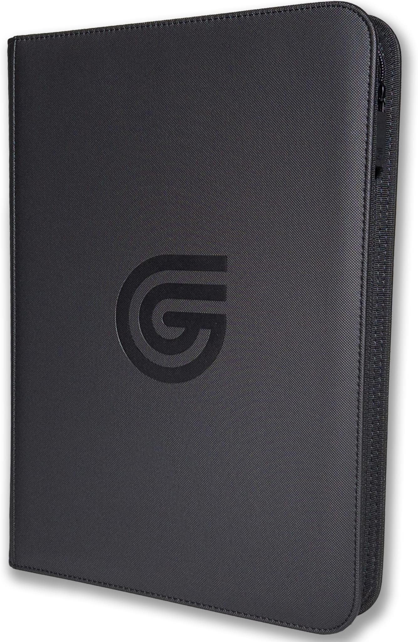 Guilt Free GamingPremium Trading Card Zipper Binder | 3 Sizes & 9 Colors | Secure Side Loading Pockets | Komodo Armor Exterior | Suede Interior (9 Pocket, Midnight Black)