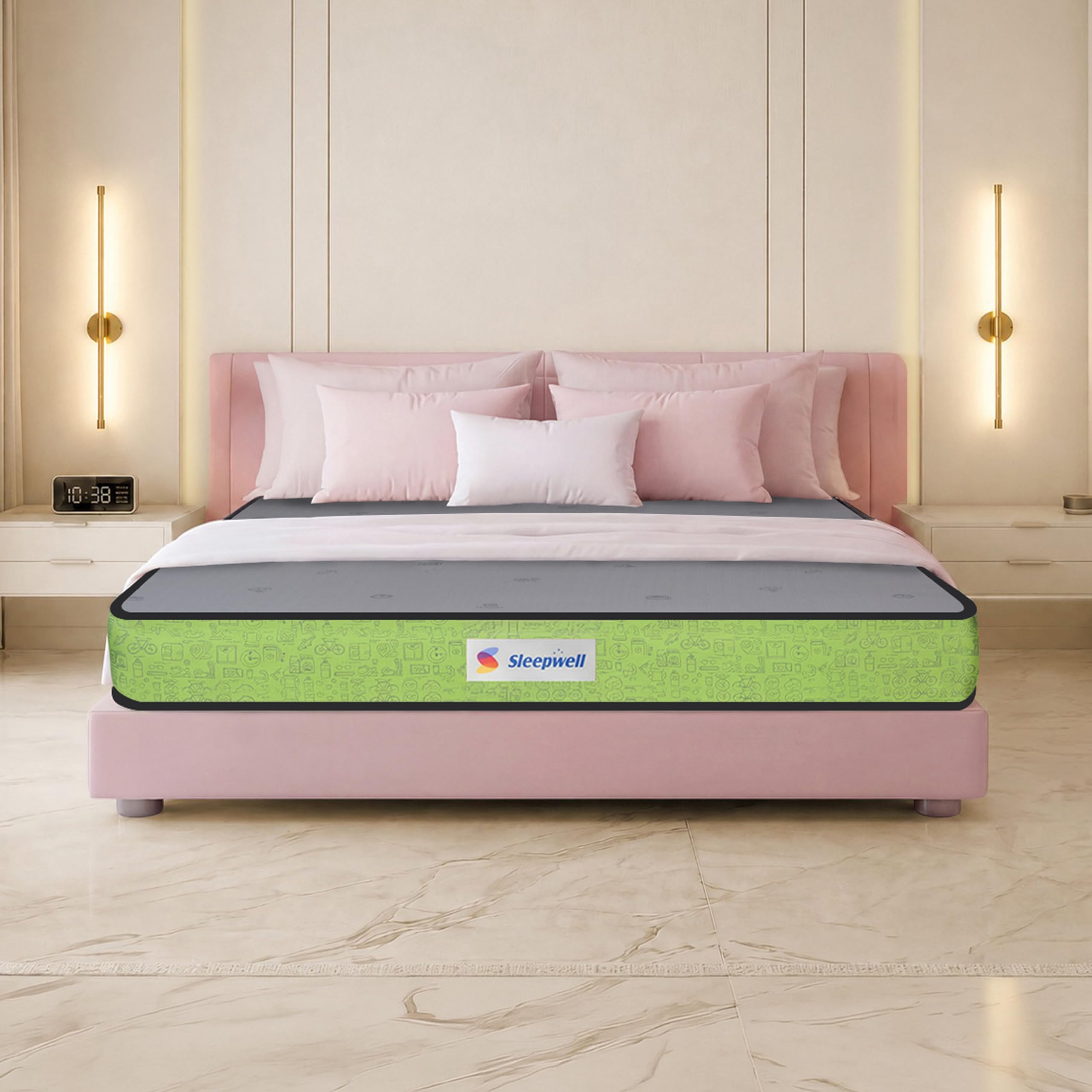 Sleepwell Ortho Nirvana Mattress | King Size 75x72x5 Inch | Medium Firm Acuprofile Support | Resitec Foam with VPF | Knitted Fabric | Neem Fresche Anti-Microbial | 5 Yr Warranty