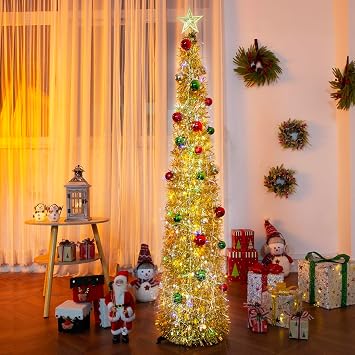Christmas Tree Artificial Xmas with Light 24X Decorations 5FT Pink