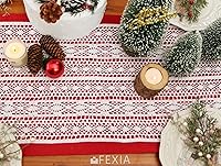 Vista 6 de FEXIA Camino de mesa rojo de 72 pulgadas de largo, decoración del hogar, centro de mesa, decoración de mesa, camino de mesa rústico con encaje