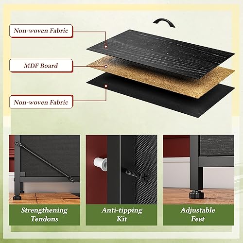 Miniatura 5 de Cómoda para dormitorio con 16 cajones de tela, cómoda larga con estación de carga, soporte de TV para televisor de 60" cómodas y cajoneras para