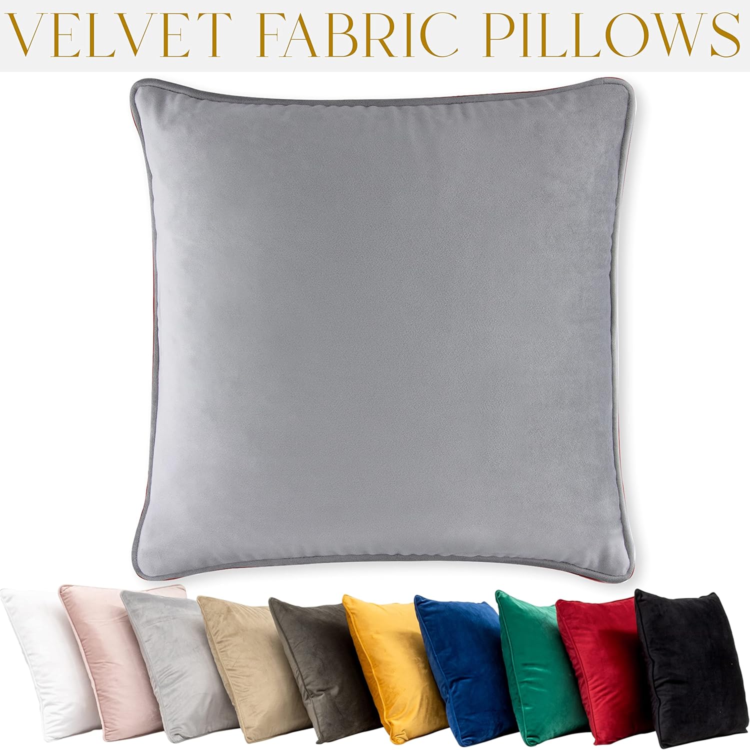 Atlas Pillow, Washable Fabric Cover with Rhinestone Accents, Feather Insert, for Classic Home Decor, White Velvet, 16", Sold Individually