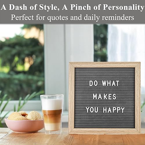 Miniatura 8 de C Crystal Lemon - Tablero de fieltro para letras, 10 x 10 pulgadas, tablero de madera para mensajes intercambiables, marco de madera, montaje en Gris