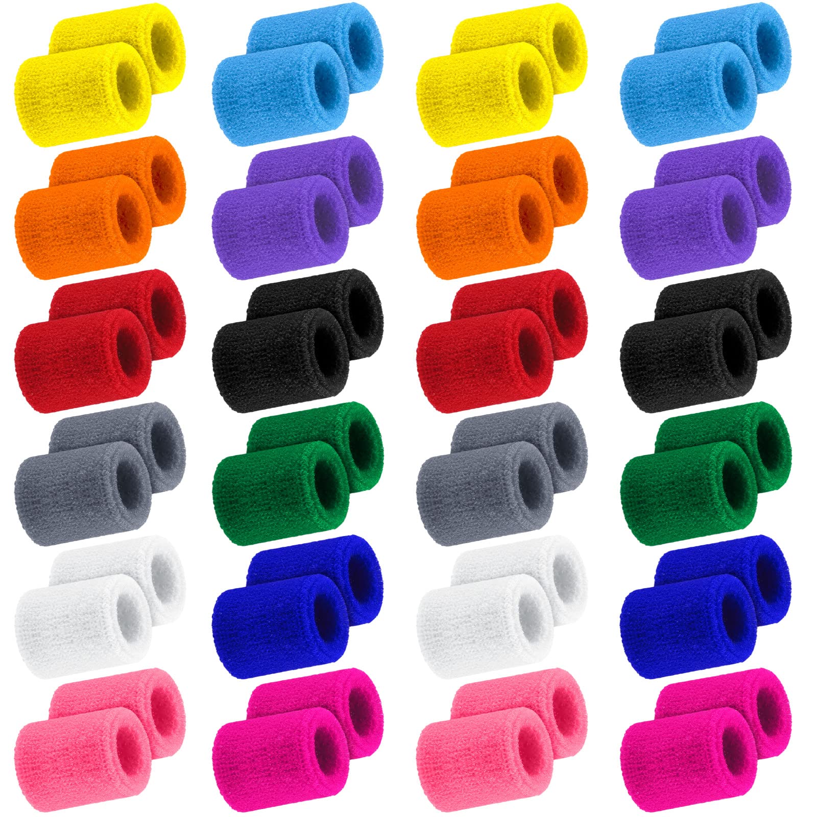 Hungdao sweatbands for Kids Bulk Sweat Band Athletic Sports Wrist Bands Basketball Football Party Favors for Kids Outdoor Activity (Novel Colors, 48 Pack)