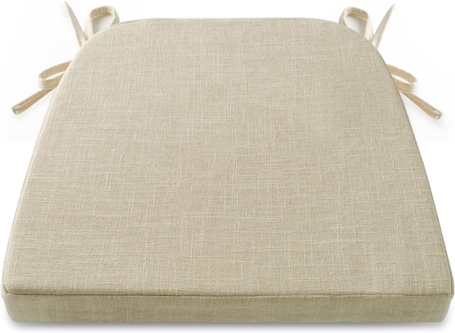 Tromlycs Kitchen Chair Cushion Pad with Ties for Dining Room Chairs Metal Wooden Seat Pad Cushion U Shaped Farmhouse Non Slip 16x16.5 inch White Beige