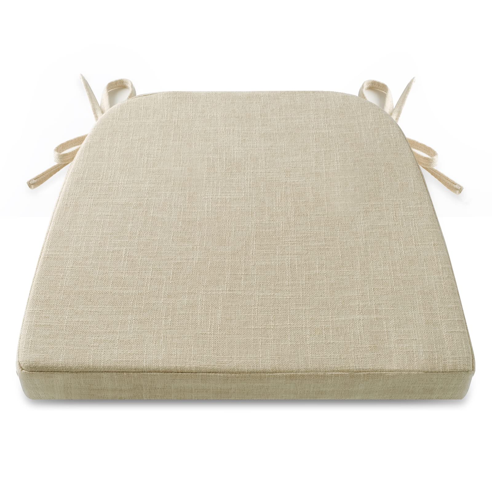 Tromlycs Kitchen Chair Cushion Pad with Ties for Dining Room Chairs Metal Wooden Seat Pad Cushion U Shaped Farmhouse Non Slip 16x16.5 inch White Beige