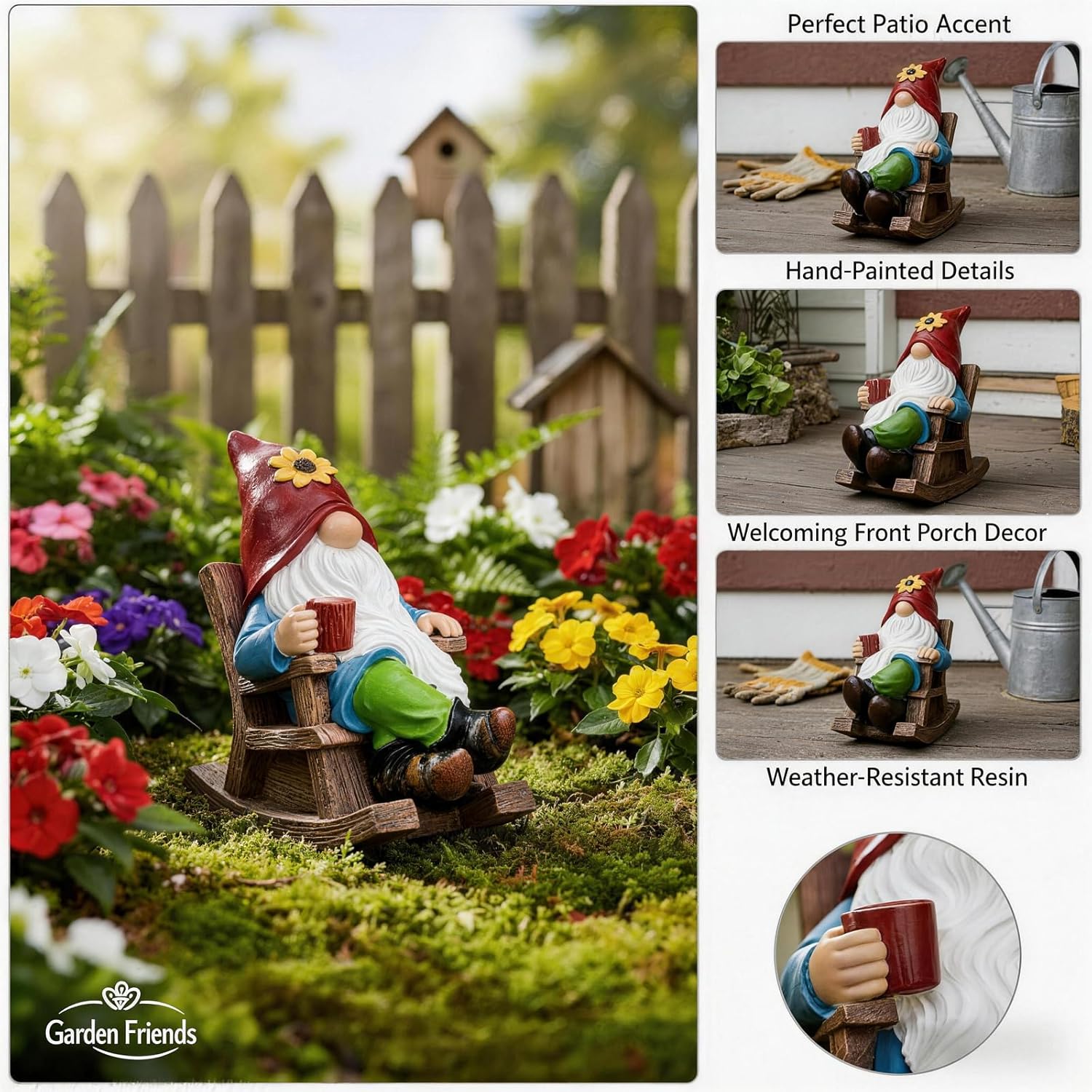 Outdoor Garden Gnome Statue Decoration - Funny Drinking Coffee gnomes Figurine Ornament for Indoor Outdoor Home Patio Yard Lawn - Lucky Gnome Unique Mom Birthday Gifts - Best Garden Gifts for Day