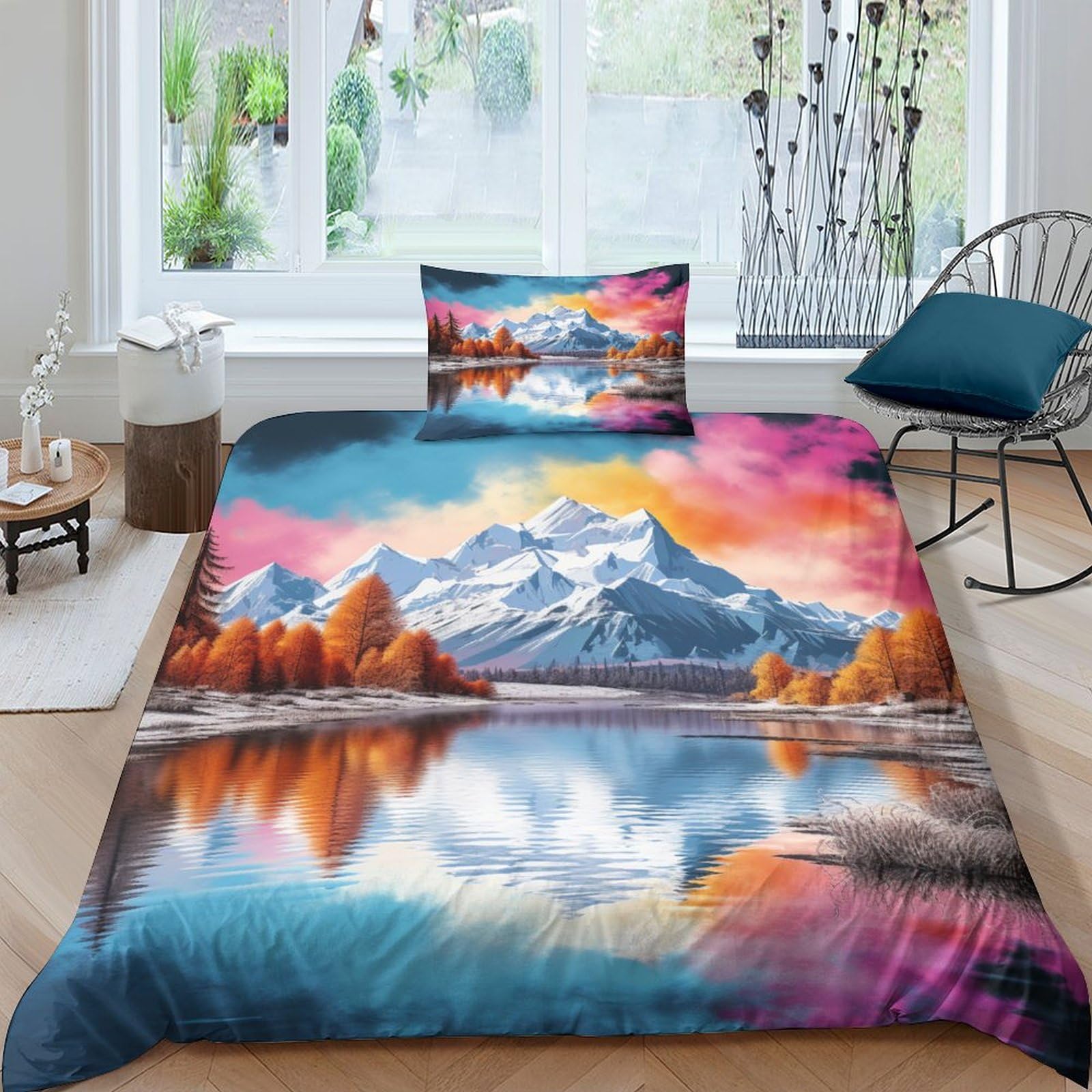 Parure de lit microfibre super douce motif grand nord pour s'évader