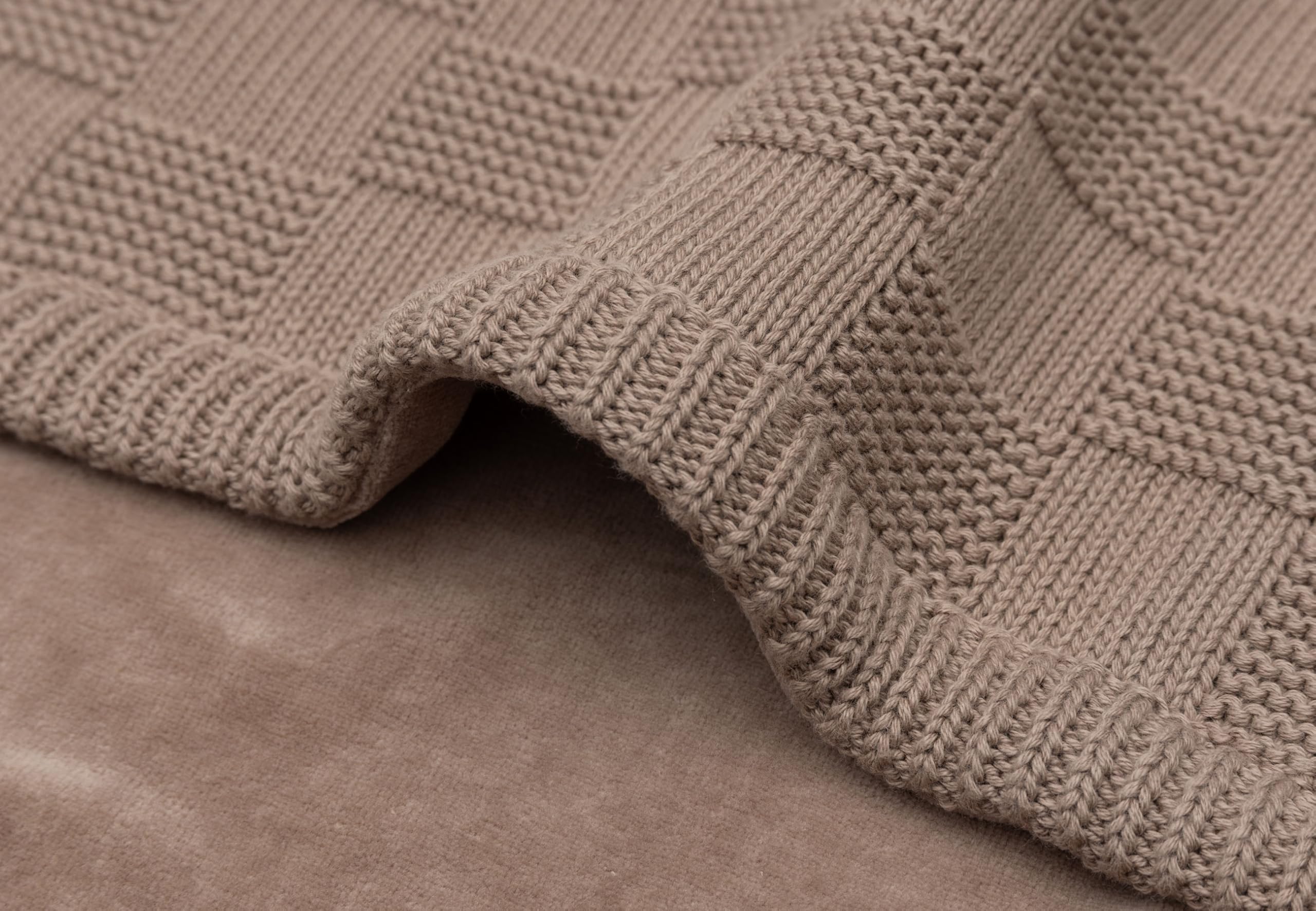 Jollein Manta para bebé Box Knit - Milky Coffee/Velvet - 110x150cm - 100% Algodón - para Cuna - 1.5 TOG - Certificación Gots