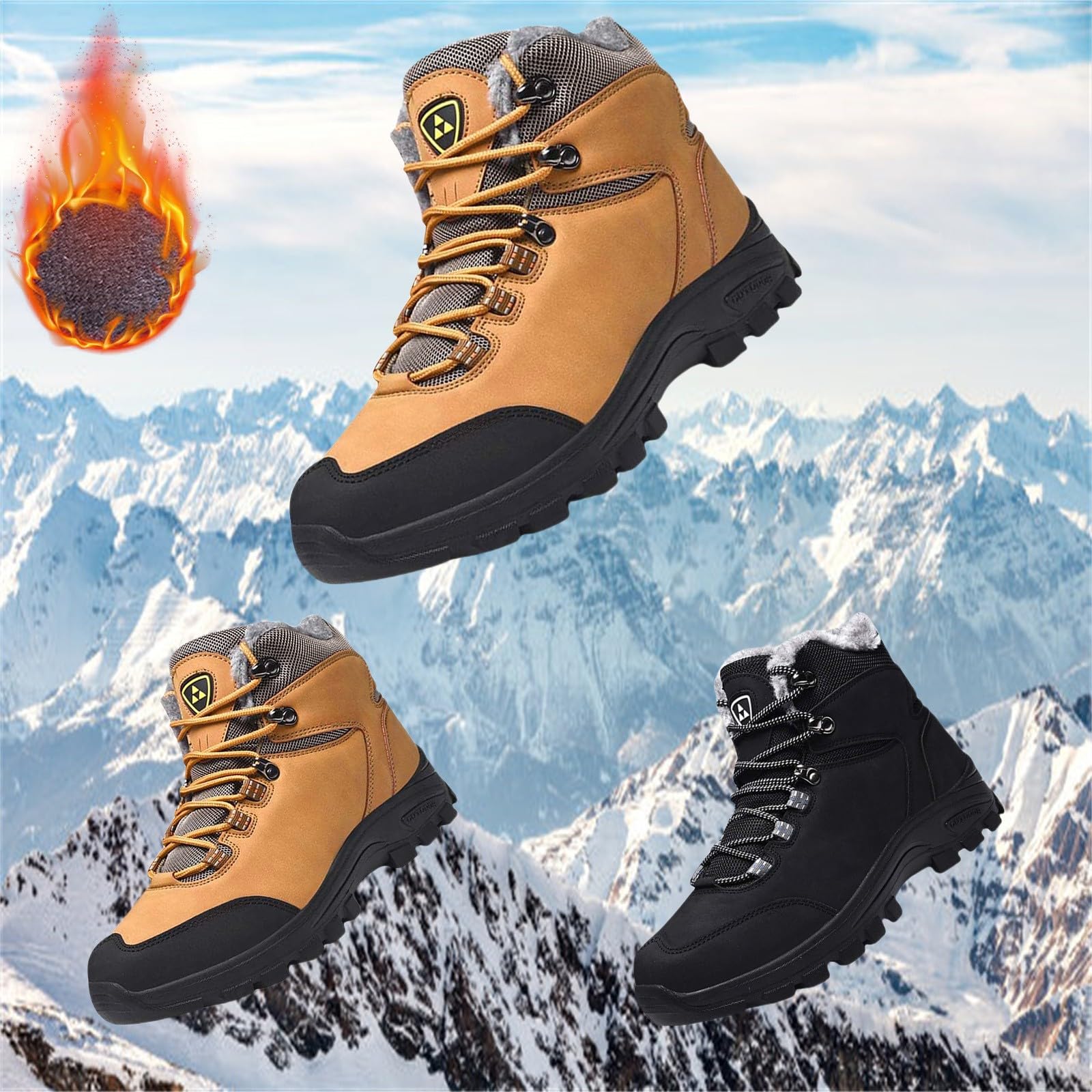 Chaussure de Ski Homme, Chaussure de Neige Homme, Botte de Neige Homme Imperméable Bottes Neige Homme Bottes Chaudes et de Neige À la par Temps Froid Chaussures et Botte Antidérapants