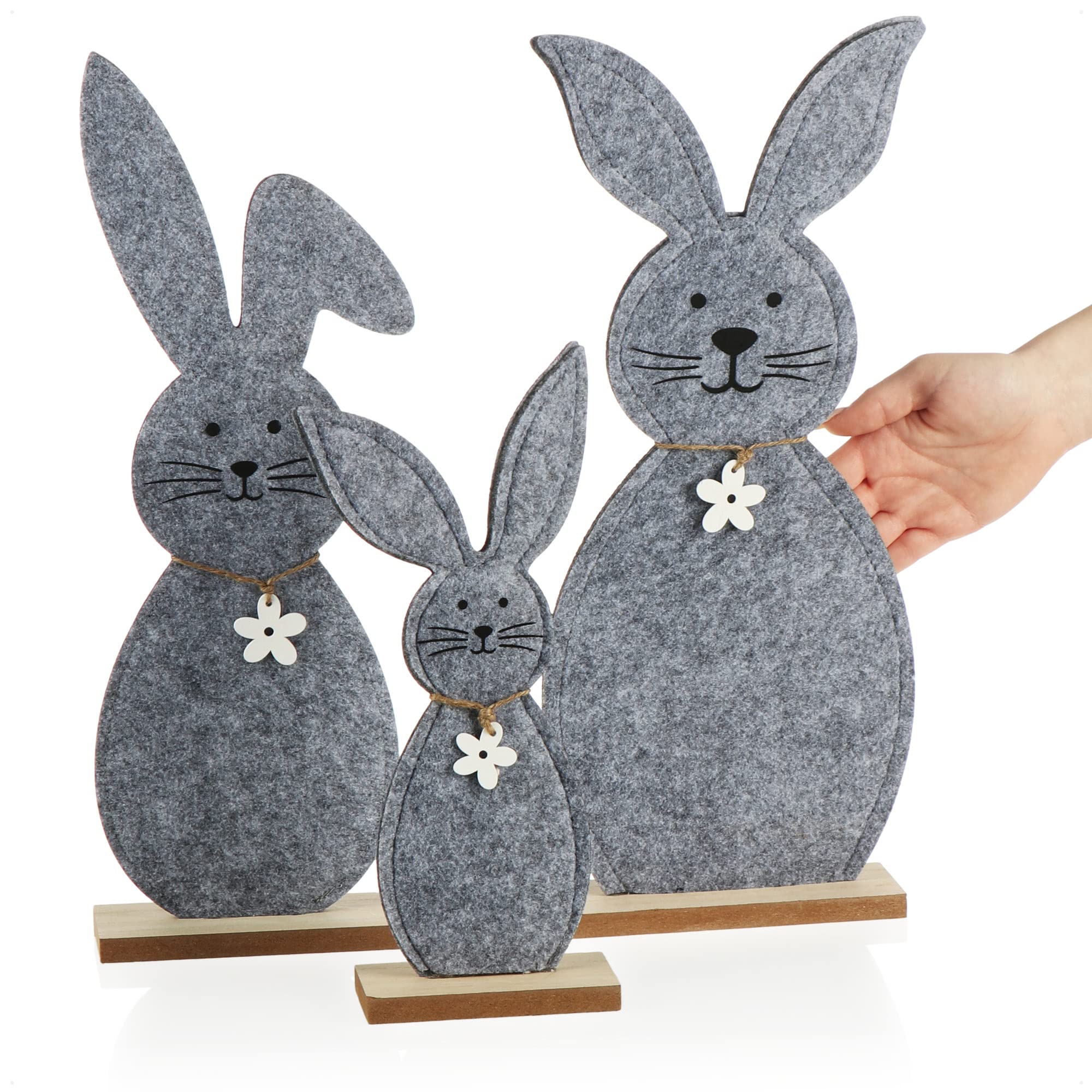 com-four® 12x Deko Aufsteller für Ostern, Niedliche Filz-Osterhasen