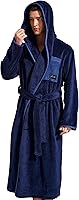 Vista 1 de SlumberMee Bata de felpa de forro polar para hombre con capucha, ultra suave, esponjosa, longitud completa, larga con bolsillos, abrigo de casa