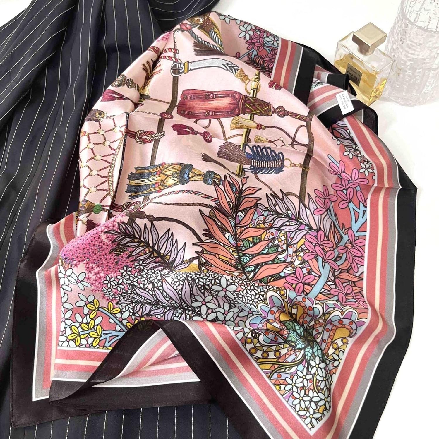 PoeticEHome 100% Pure Mulberry Silk Square Scarf 27"x27" Women Neckerchief Headscarf Gift Packed - Image 3