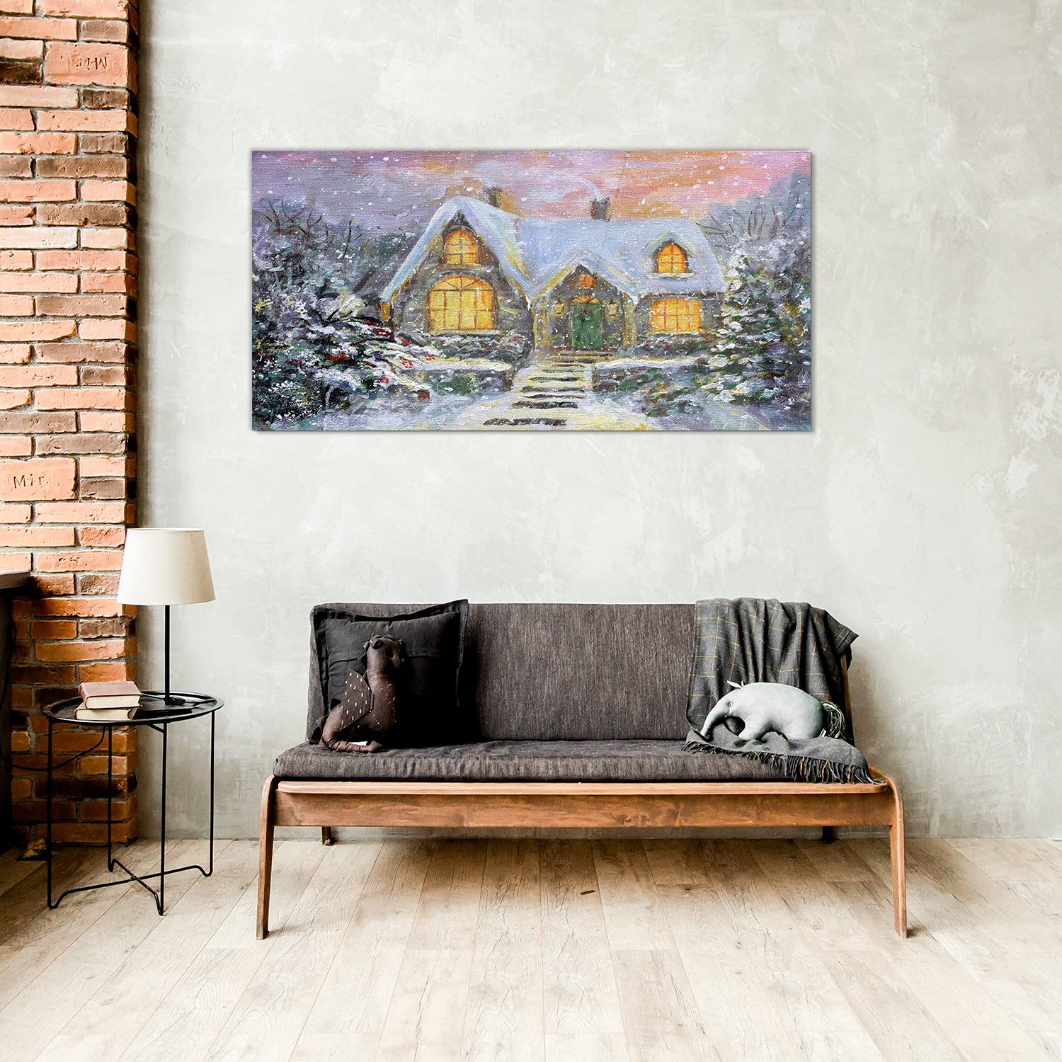 Coloray Pintura Vidrio Acrílico 100x50cm Sala De Estar Cocina Cuadro De Pared De Arte De Vidrio Acryl Mural - Nieve Invierno Vacaciones Casa