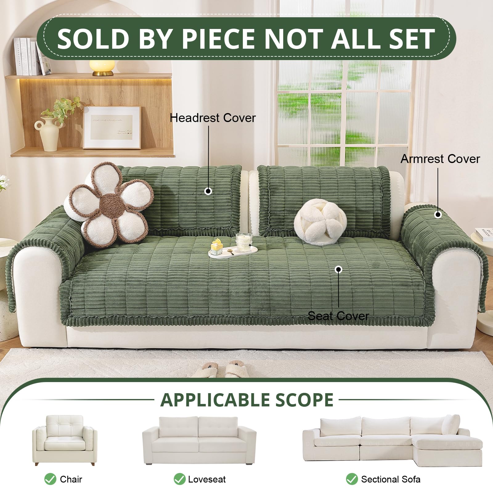 Dicke Sofa überzug Waschbar - 2026 Upgrade-Version Couch überzug 2 3 4 Sitzer, Anti-Rutsch Sofabezug, Gemütlich Sofa Cover Sofa Being Sofaüberwürfe Möbelschoner für Wohnzimmer (90x180cm)