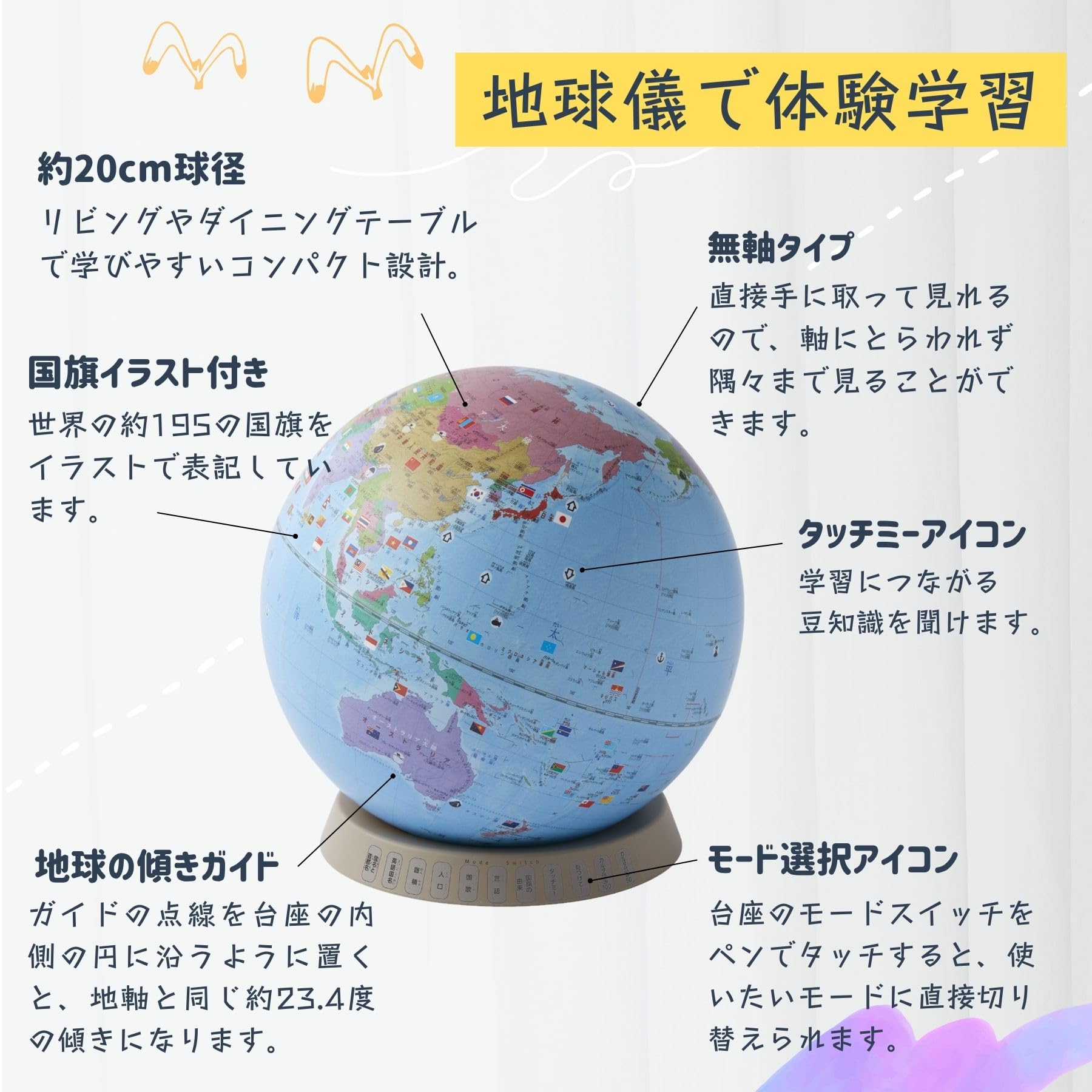 しゃべる国旗付き地球儀＆カルタ　タッチミー しゃべる国旗付地球儀＆カルタ タッチミー（音声機能付） / レイメイ