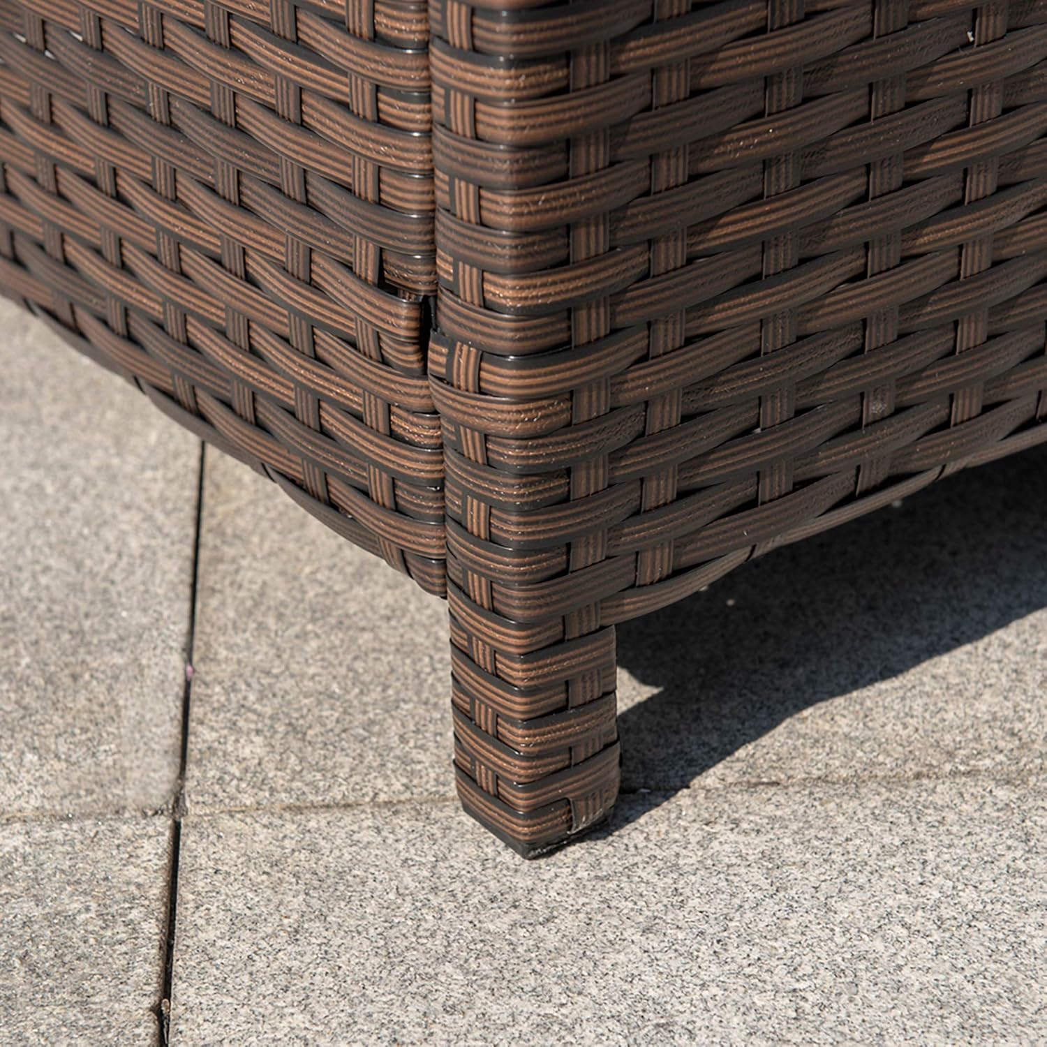 Small Patio End Table with 1.89 Inch Umbrella Hole, Outdoor Rattan Wicker Side Tables, Umbrella Base Table - Steel, Wood