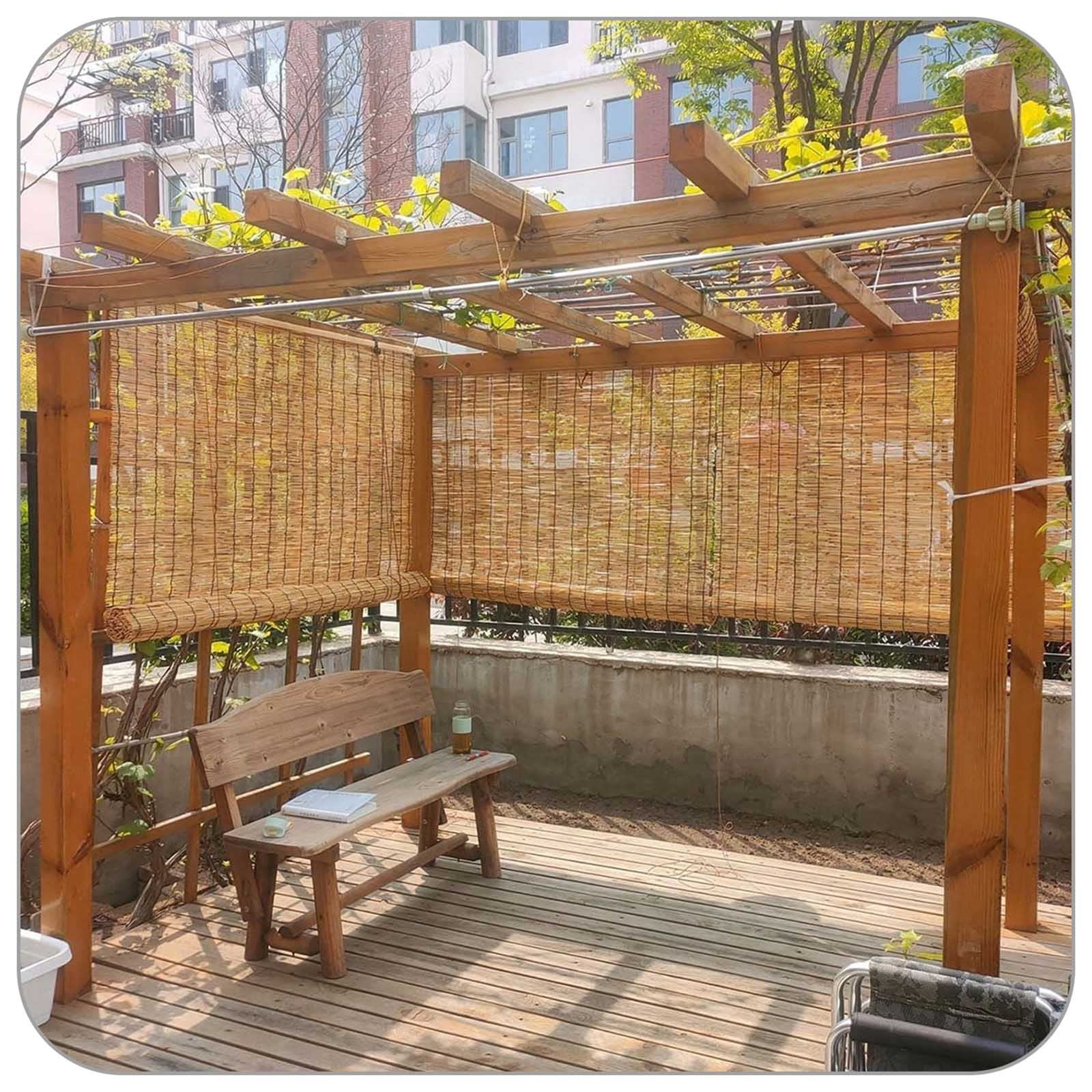Store en roseau naturel W80xH200cm pour fenêtre et balcon
