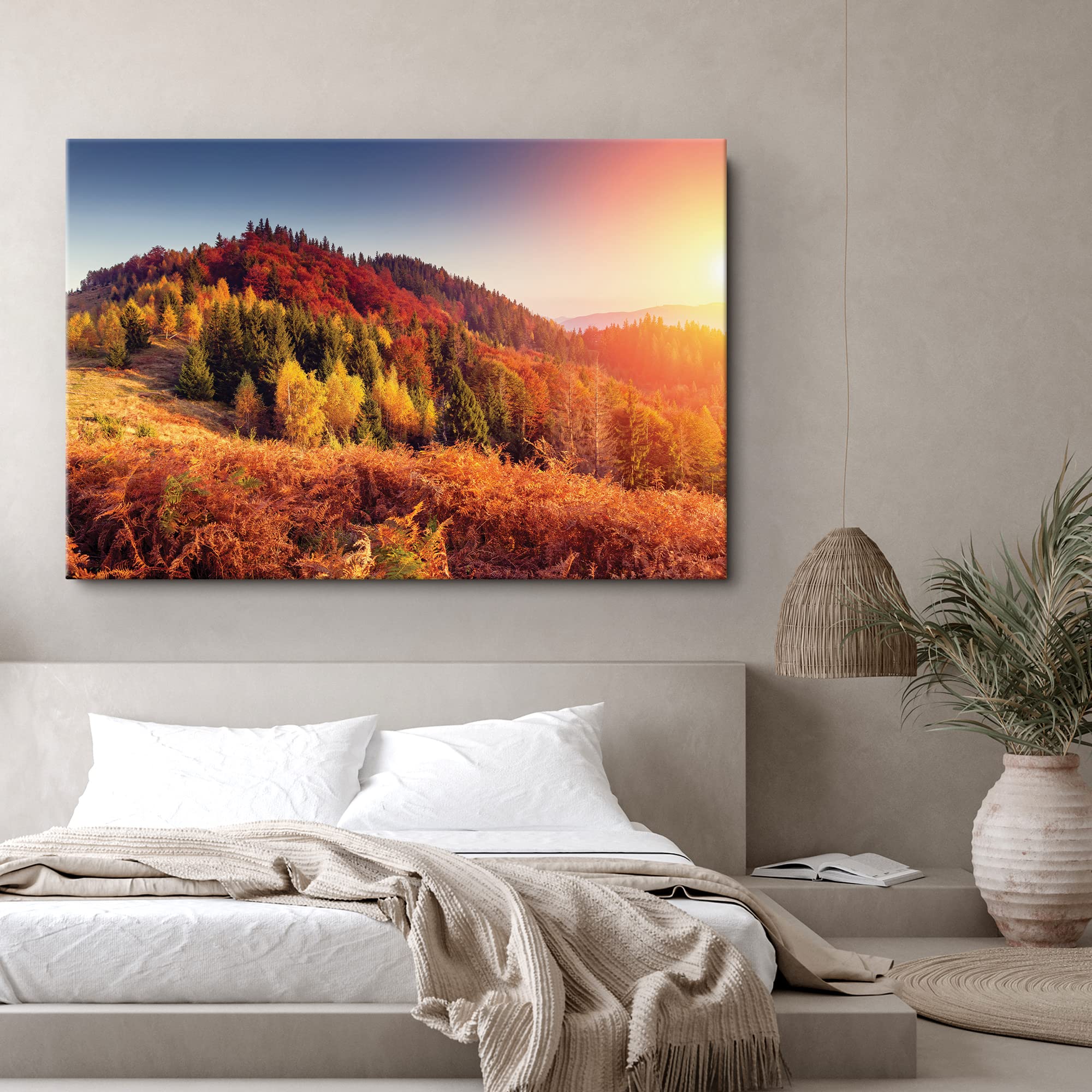 Amazon.com: SIGNWIN Canvas Print Wall Art Golden Hour Over Autumn