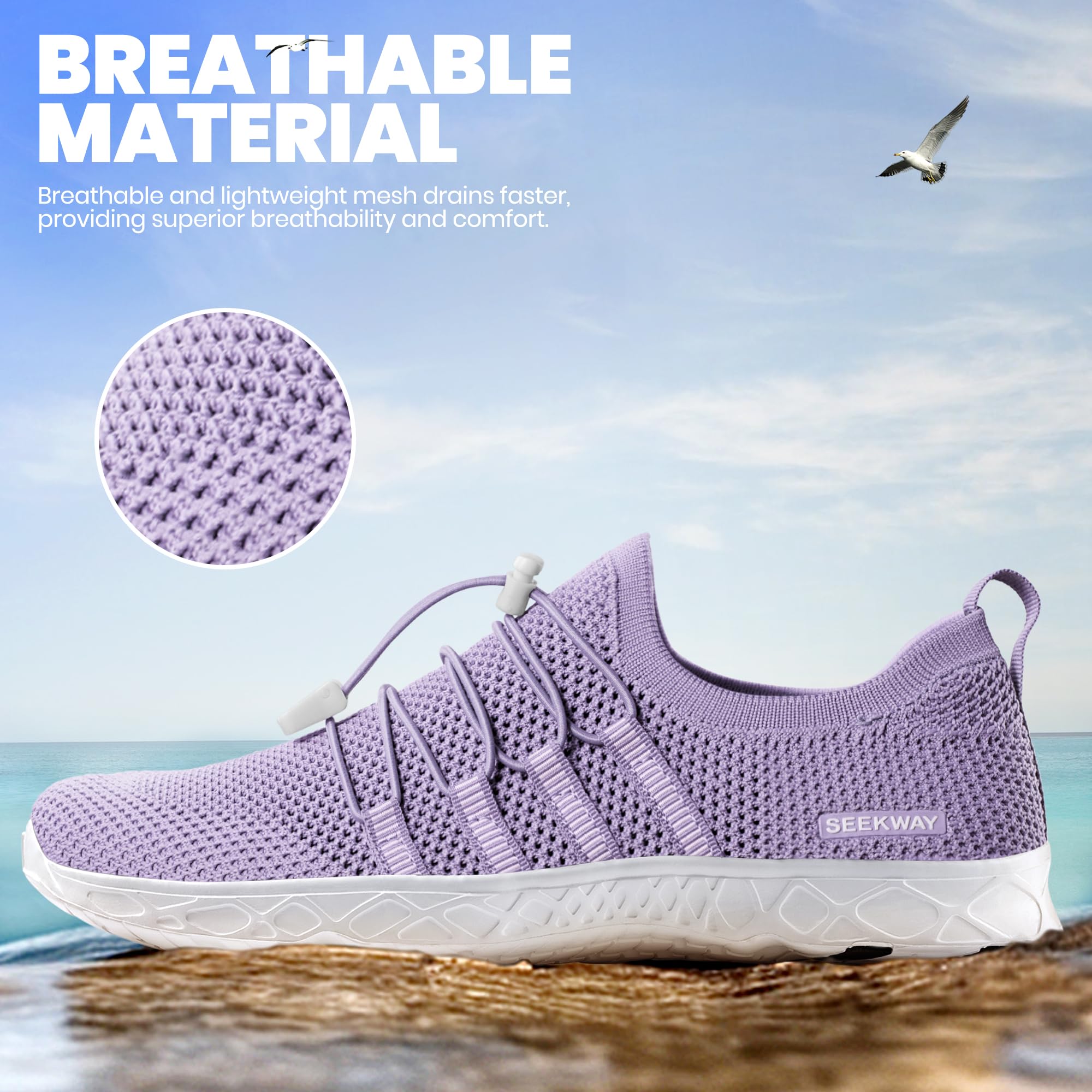 SEEKWAY Chaussures aquatiques pour femme - Séchage rapide - Chaussures pieds nus - Chaussures aquatiques - Pour la plage, la marche, la piscine, la randonnée, la natation - SP005