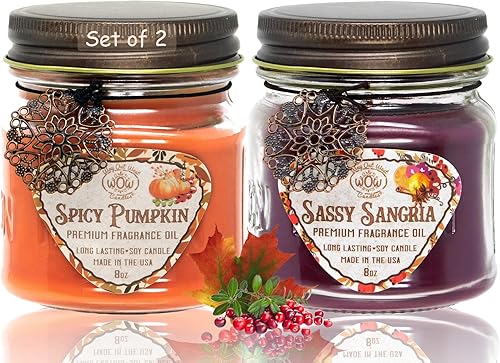 Jarros de velas aromáticas para regalo, juego de 2, con cera natural de soja y velas duraderas aromáticas. La mejor idea para regalo, Unique Her