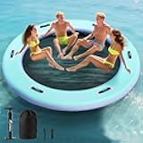 UPWELL Round Inflatable Pool Float Hammock with Backrest - Heavy Duty Mesh Mat for Adults, Tanning, Lakes and Rivers