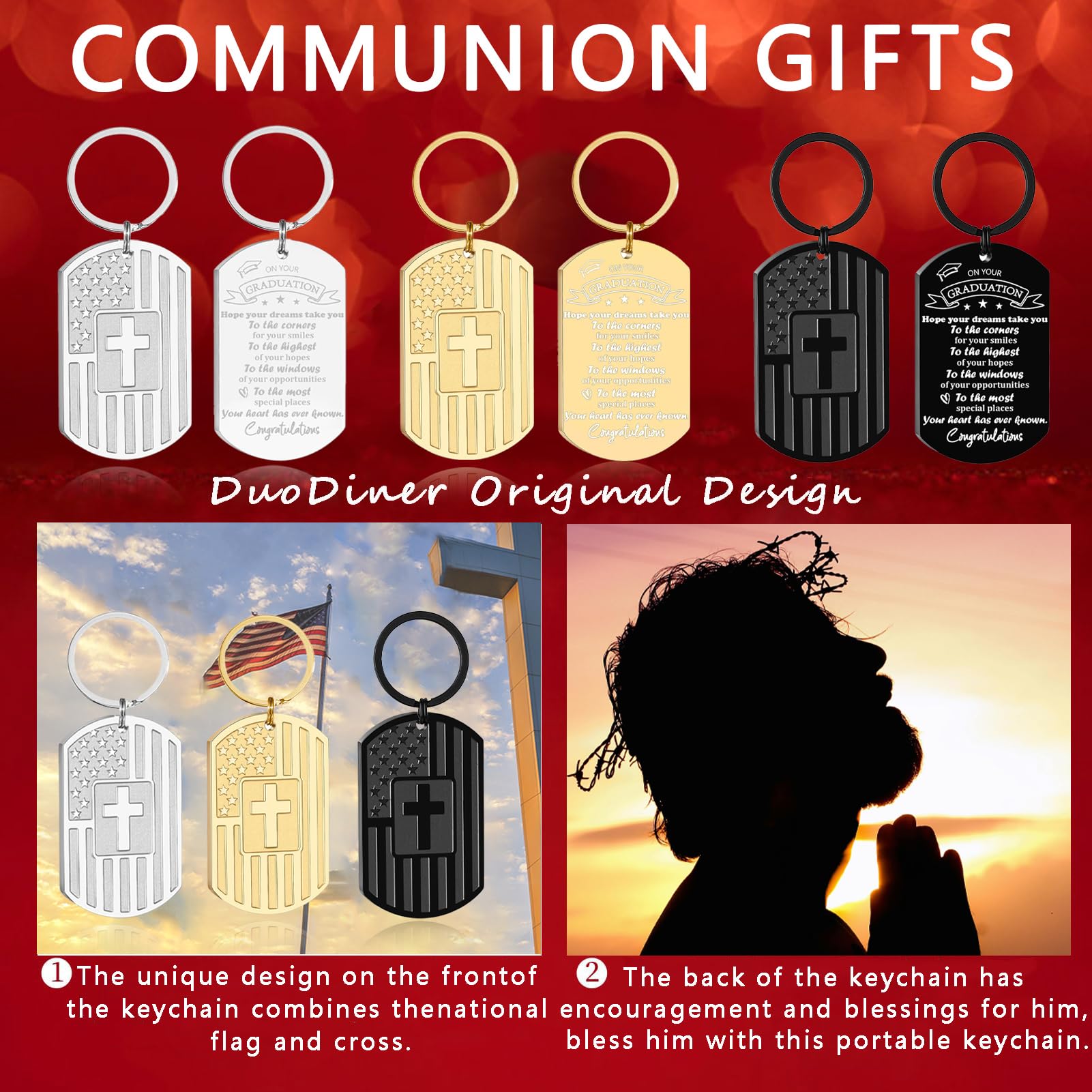 DuoDiner Keychains Gifts for Men Dad Son Brother Boyfriend Husband Grandpa Grandson,Mens Keychain Gifts (*Graduation, Black)