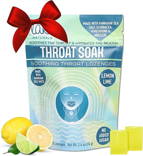 Laki Naturals Pastillas para la garganta de hierbas para la garganta (paquete de 2)  Gotas calmantes de sal marina hawaiana para dolor de garganta y