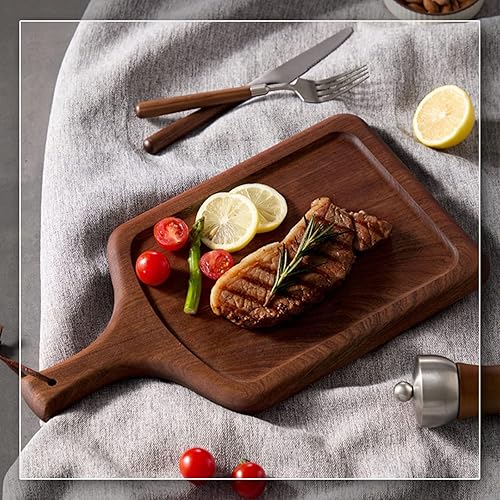 Miniatura 6 de Juego de cubiertos de acero inoxidable mate de 48 piezas con mango de nogal para 12, el juego de cubiertos con mango de madera incluye cuchillos,