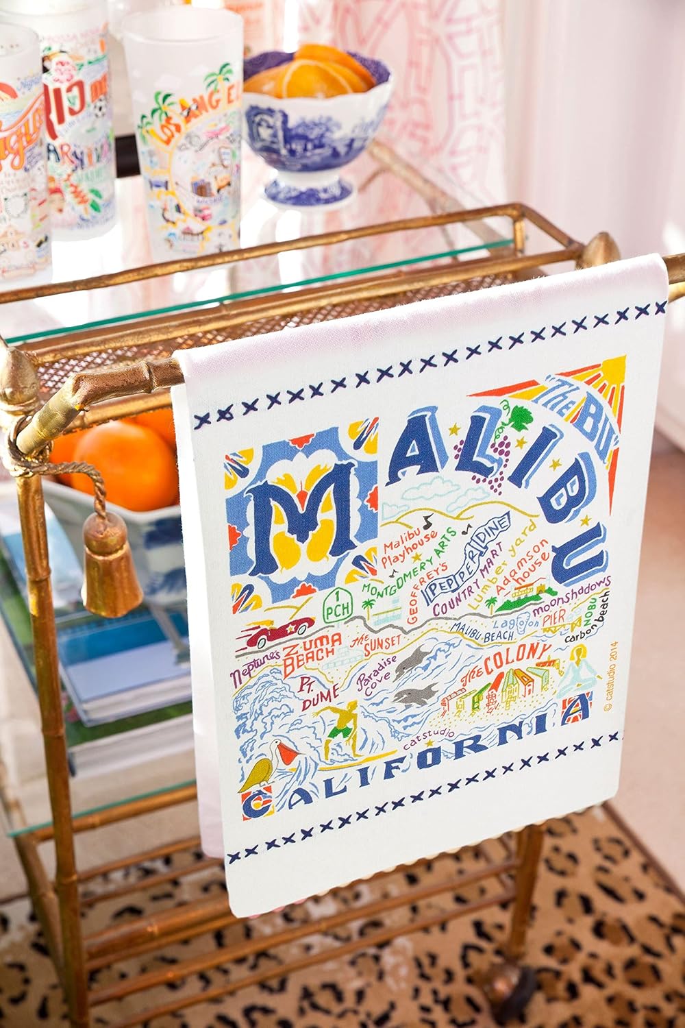 Catstudio Malibu Dish Towel - U.S. City Souvenir Kitchen and Hand Towel, Perfect Tea Towels for Malibu Lovers, Travel Souvenir, Housewarming Gifts, Couple Gifts