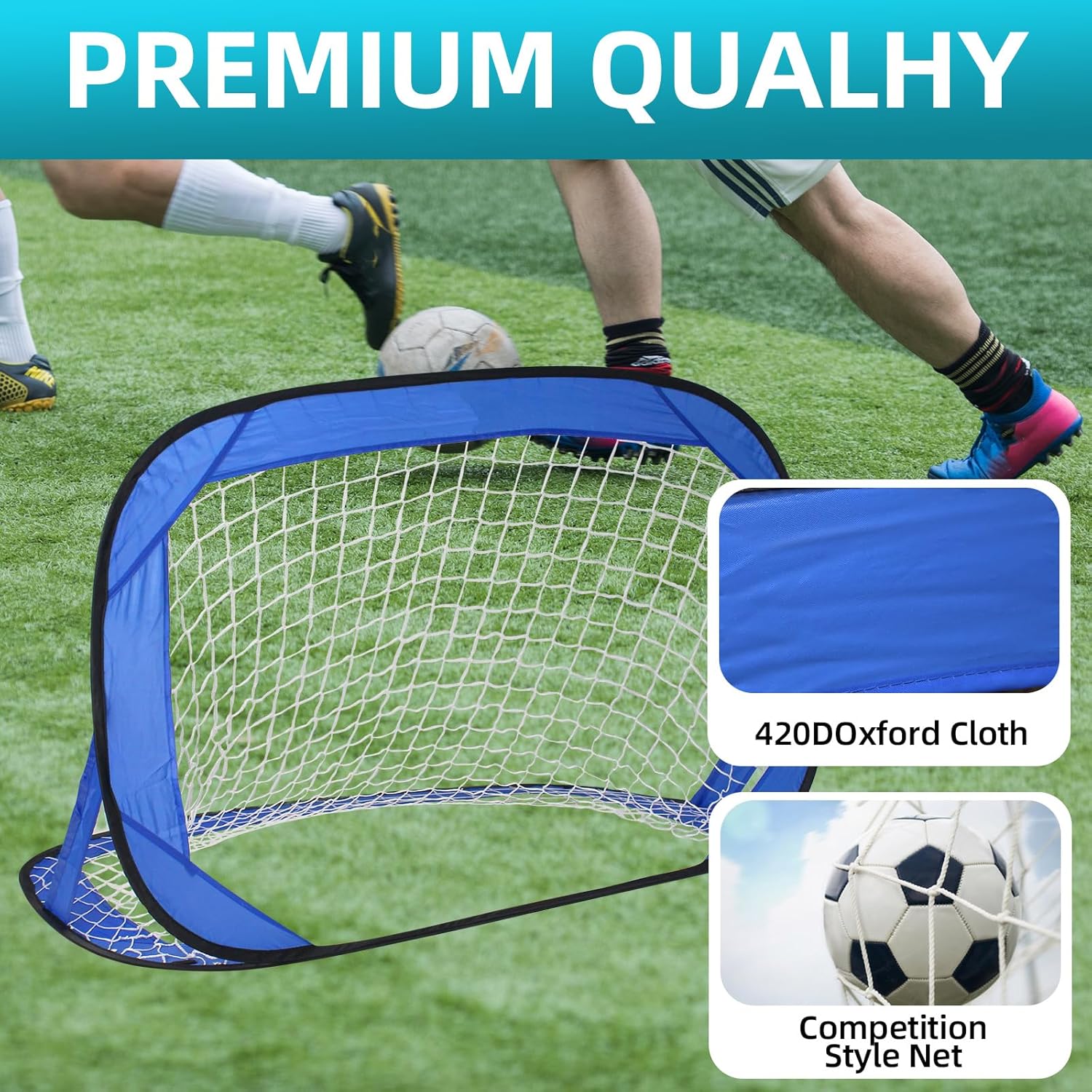 Pop Up Soccer Goals for Backyard, 4-in-1 Portable Soccer Goals Set for Soccer Training, Equipped with Three Types of Soccer Shooting Targets