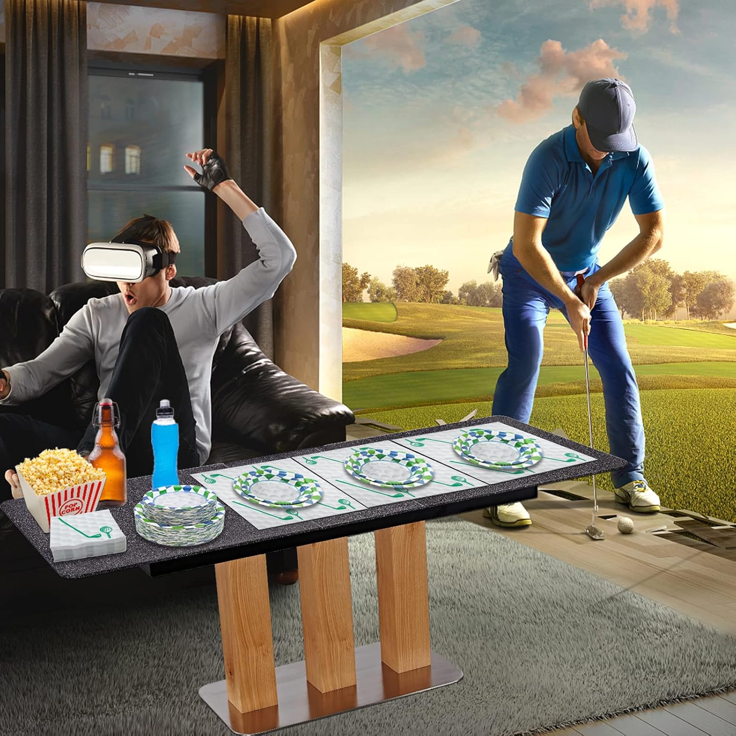 180Pcs Golf Party Supplies Paper Plates and Napkins Serve 60 Disposable Tableware Set for Birthday Party Decorations Game Day Family Holiday Sports Events