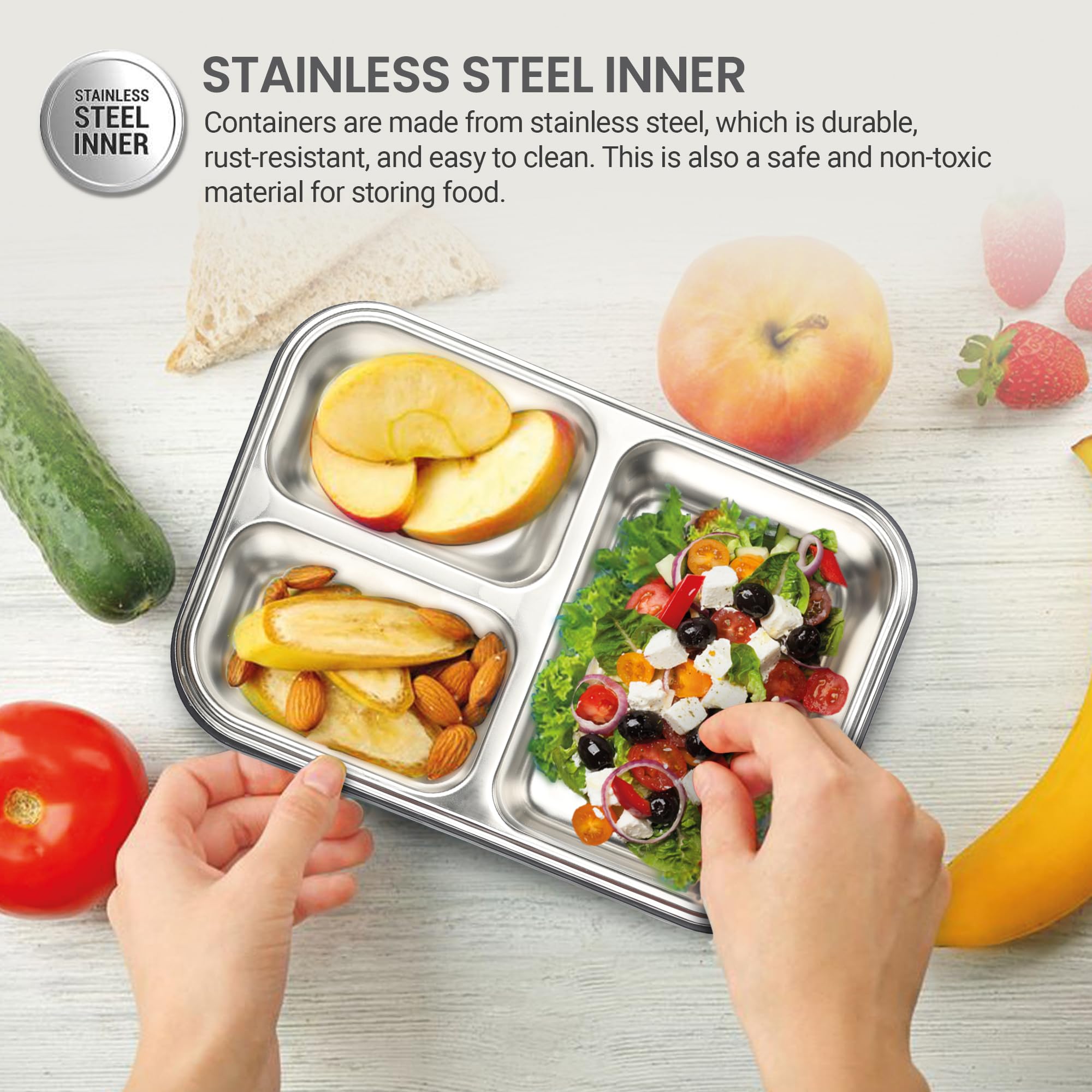 Milton Meal Safe 3 Tiffin Box - Leak-Proof Lunch Box -5