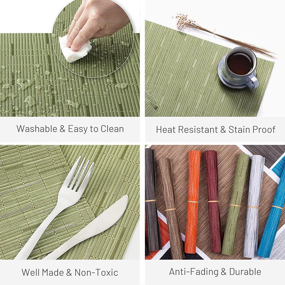 🔥 Cashback up to 70% HYSENM Bamboo Pattern 6 Pcs 18x12'' Vinyl Placemats Heat and Stain Resistance 71'' Long Table Runner PVC Waterproof Table Mats,White,1xTable Runner + 6Pcs Placemats Super Deal Product HYSENM Bamboo Pattern 6 Pcs 18x12'' Vinyl Placemats Heat and Stain Resistance 71'' Long Table Runner PVC Waterproof Table Mats,White,1xTable Runner + 6Pcs Placemats