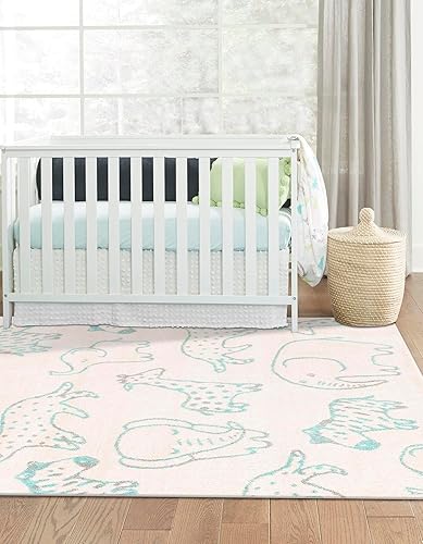 Miniatura 4 de Unique Loom Whimsy Collection - Alfombra rectangular de 3 pies 11 pulgadas x 5 pies 11 pulgadas, marfilazul claro