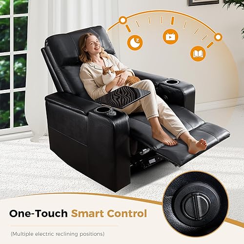 Miniatura 6 de ANJ Red Power - Silla reclinable eléctrica para cine en casa silla de cine de piel suave para sala de estar sofá reclinable individual con