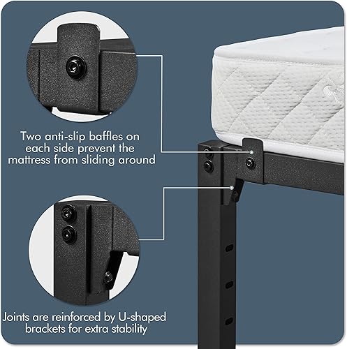 Miniatura 9 de Yaheetech Base de cama individual con espacio de almacenamiento, no necesita somier, potente espacio de almacenamiento de 18 pulgadas, soporte de