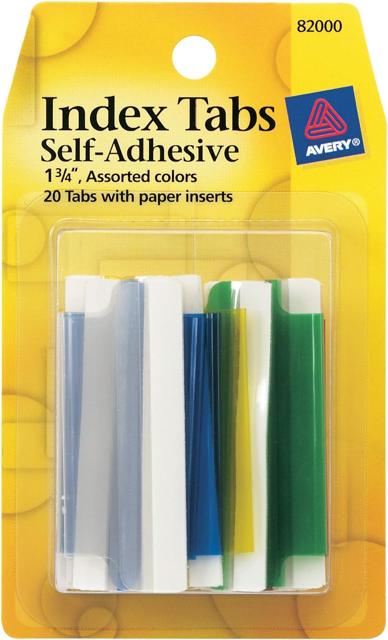 Avery 82000 Index Tabs Self-Adhesives Permanent 1-3/4-Inch 20/PK Assorted
